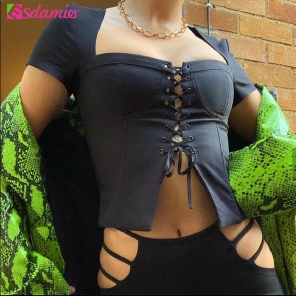 ISO: Esdamier Lace Up Crop Top - Picture 5 of 5